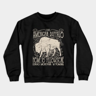 American Buffalo In Yellowstone, Vintage/Retro Design Crewneck Sweatshirt